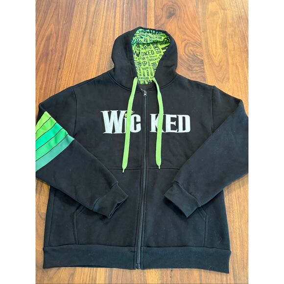 Wicked Musical Unisex Full Zip Embroidered Hoodie Sweatshirt Black Medium - Picture 1 of 8